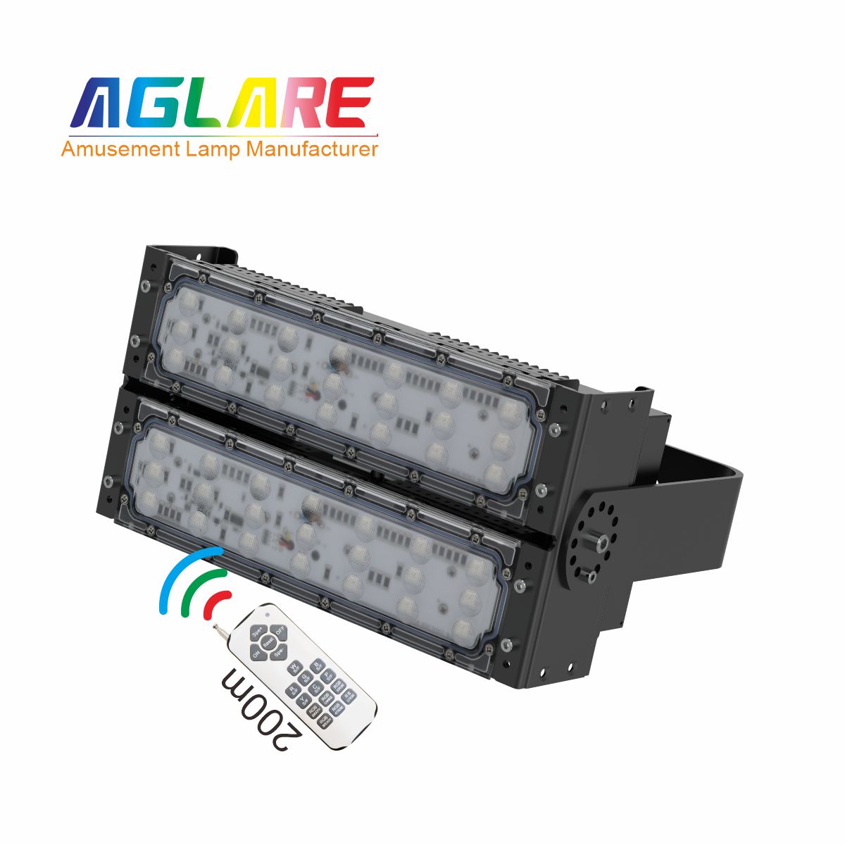 100W LED彩色泛光灯 RGB投光灯带遥？仄